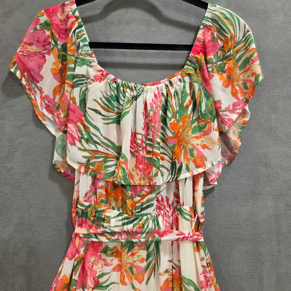 Baltic Born Floral Tiered Maxi Dress Women XL Boho Tropical Ruffle Resort Beach - Picture 5 of 11